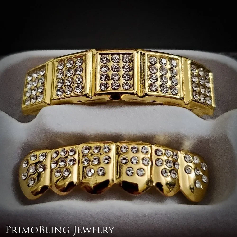 Gold top block grillz set